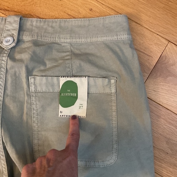 NWT Anthropologie Green Eyelet Khaki Wanderer Pants in size 27 - Picture 10 of 11